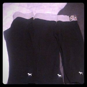 3 pair Pink cropped yoga pants size M